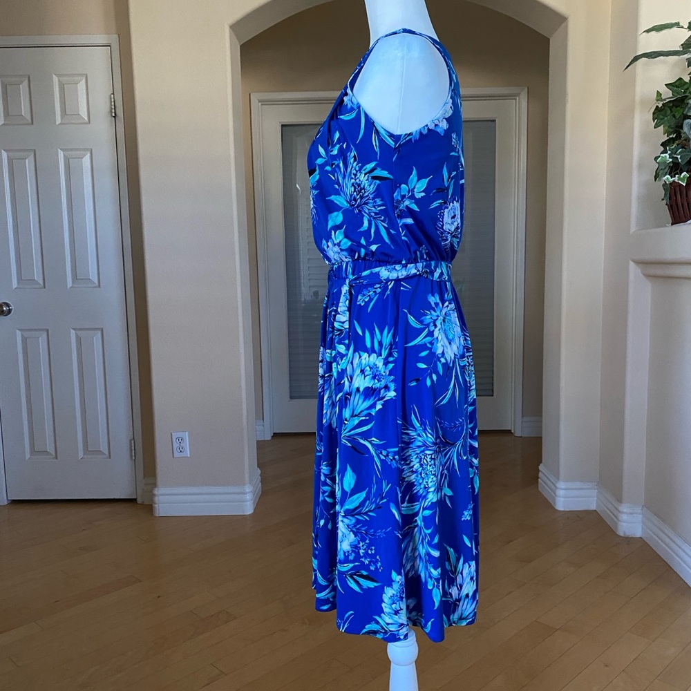 Blue Midi Dress Halter Top Keyhole - Picture 3 of 6